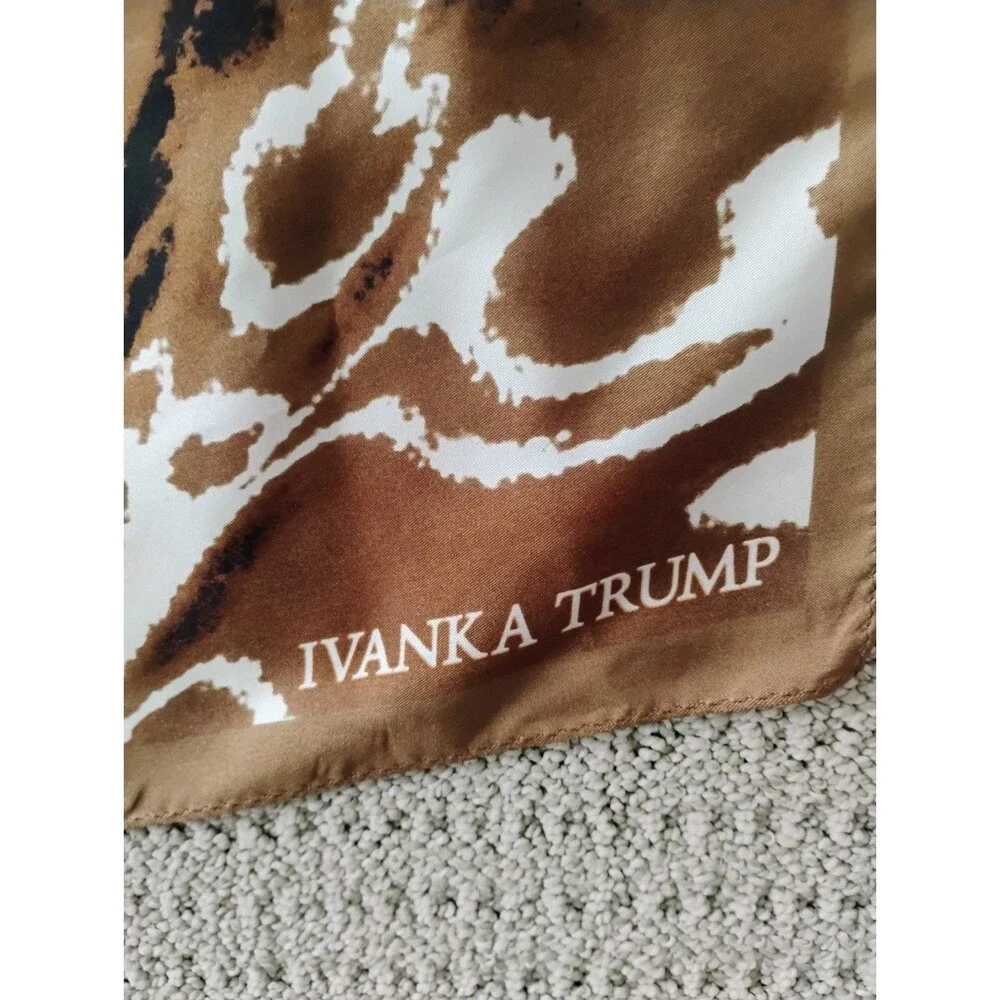 Ivanka Trump Brown & Black Abstract Square Scarf 35